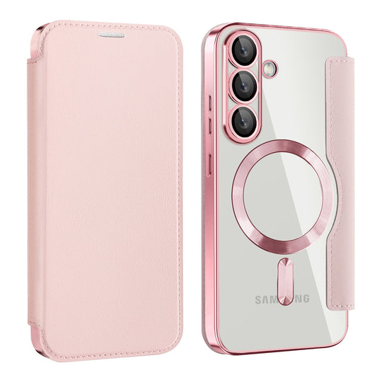 Θήκη MagSafe για Samsung Galaxy S25+ S936, Techsuit, SmartMag Book, Ροζ