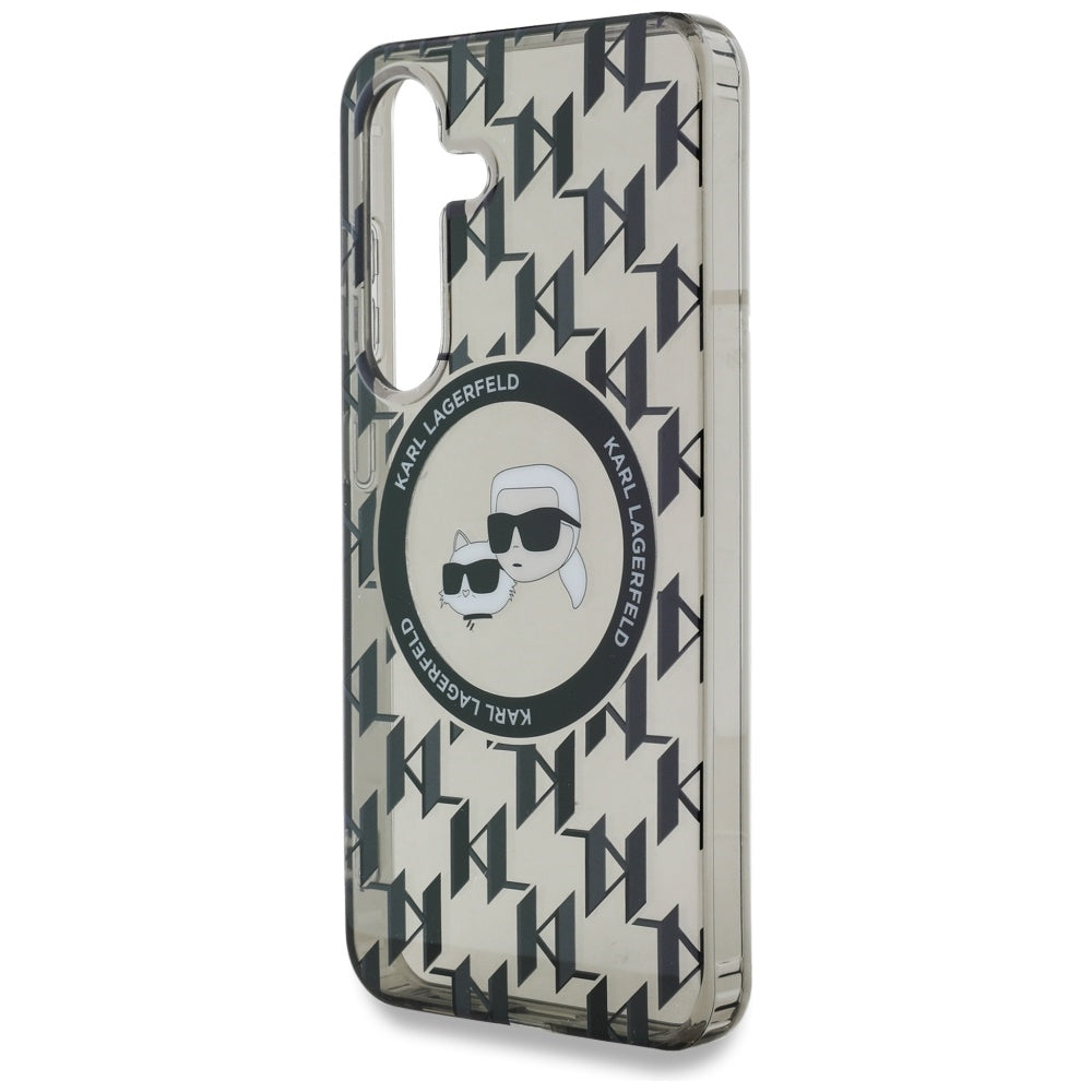 Θήκη MagSafe για Samsung Galaxy S25 S931, Karl Lagerfeld, IML Monogram Karl & Choupette's Heads, Μαύρη