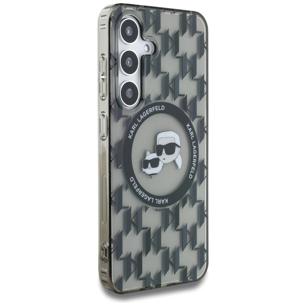 Θήκη MagSafe για Samsung Galaxy S25 S931, Karl Lagerfeld, IML Monogram Karl & Choupette's Heads, Μαύρη