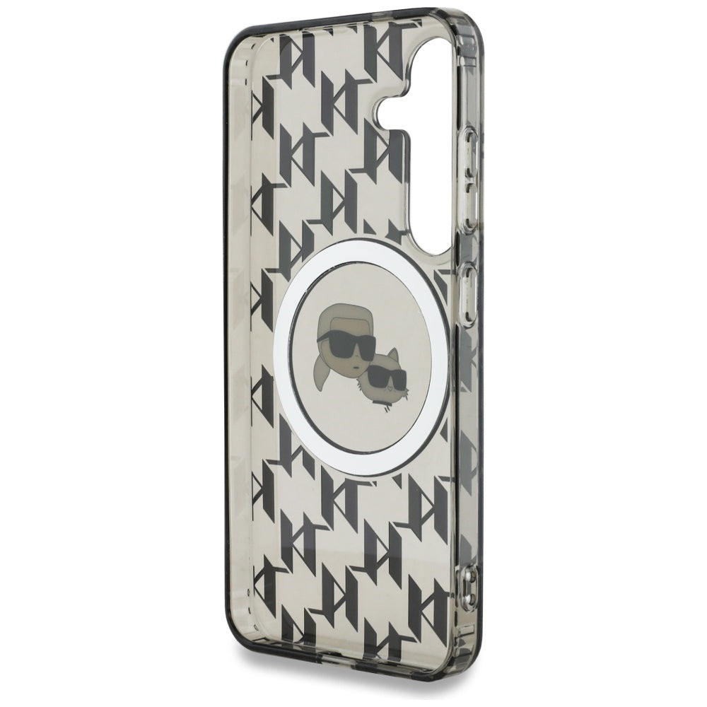 Θήκη MagSafe για Samsung Galaxy S25 S931, Karl Lagerfeld, IML Monogram Karl & Choupette's Heads, Μαύρη