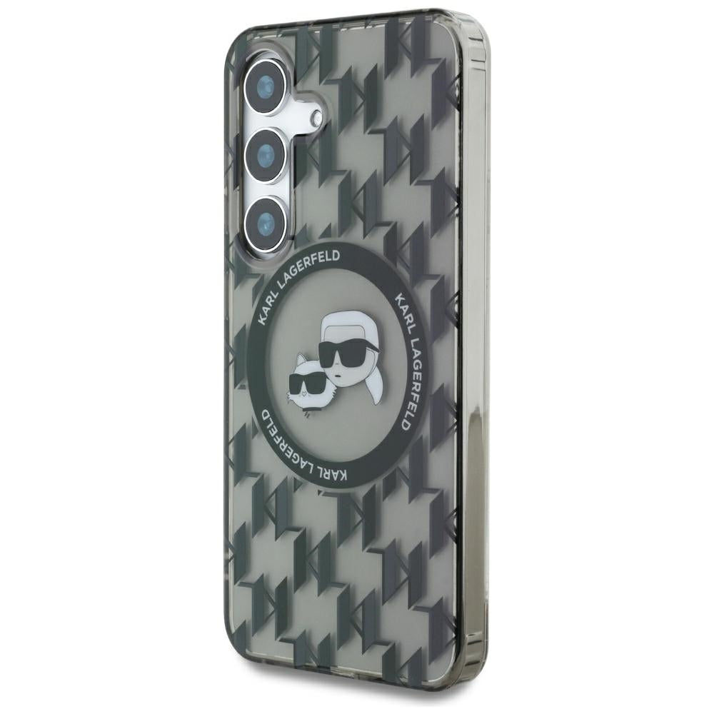 Θήκη MagSafe για Samsung Galaxy S25 S931, Karl Lagerfeld, IML Monogram Karl & Choupette's Heads, Μαύρη