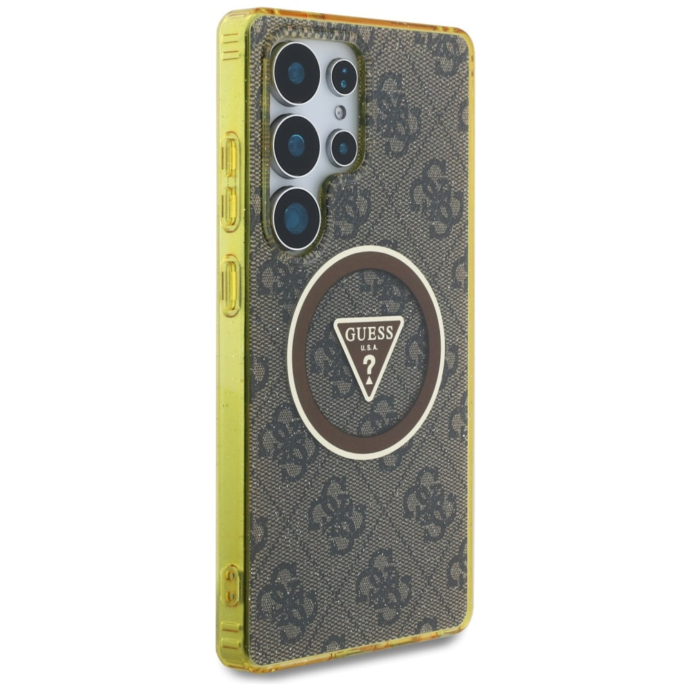 Θήκη MagSafe για Samsung Galaxy S25 Ultra S938, Guess, IML Glitter 4G Circle Triangle, Καφέ