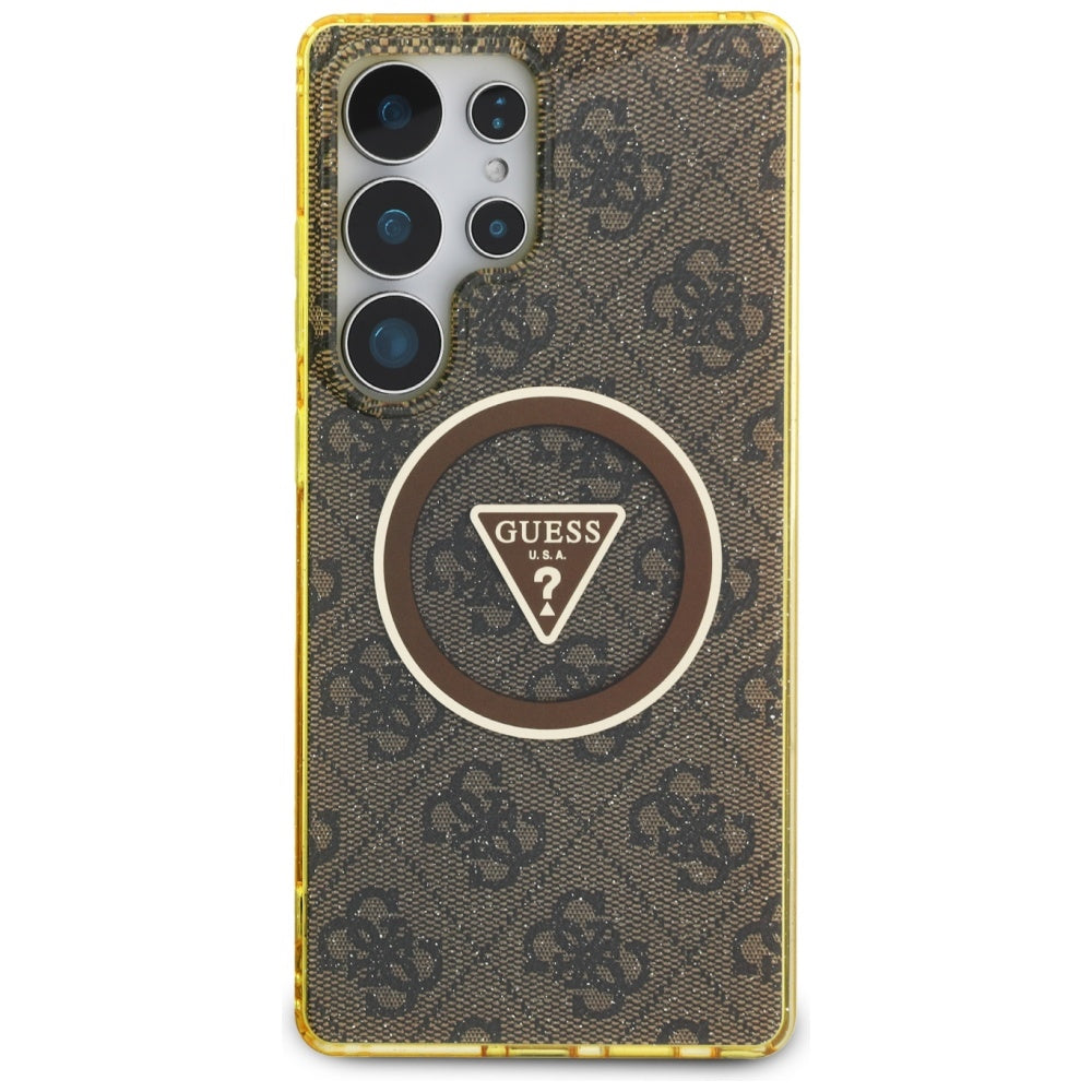 Θήκη MagSafe για Samsung Galaxy S25 Ultra S938, Guess, IML Glitter 4G Circle Triangle, Καφέ