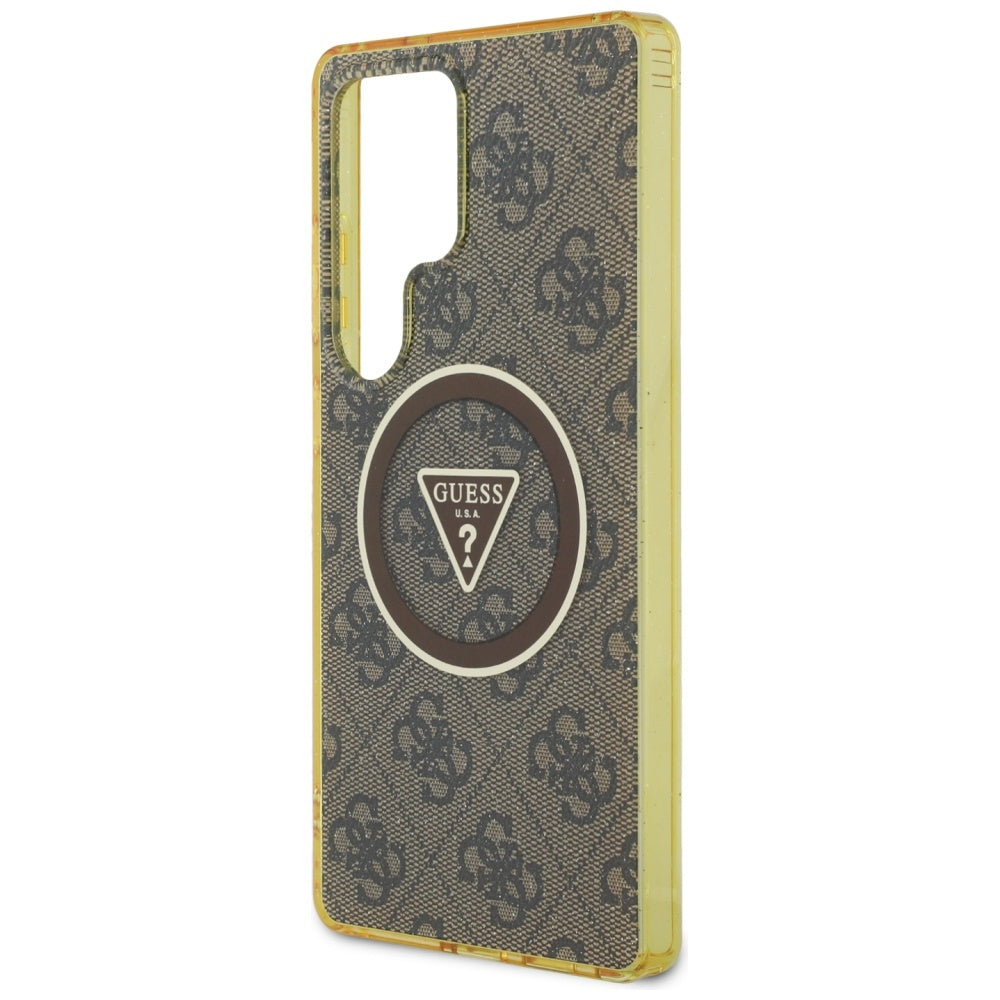 Θήκη MagSafe για Samsung Galaxy S25 Ultra S938, Guess, IML Glitter 4G Circle Triangle, Καφέ
