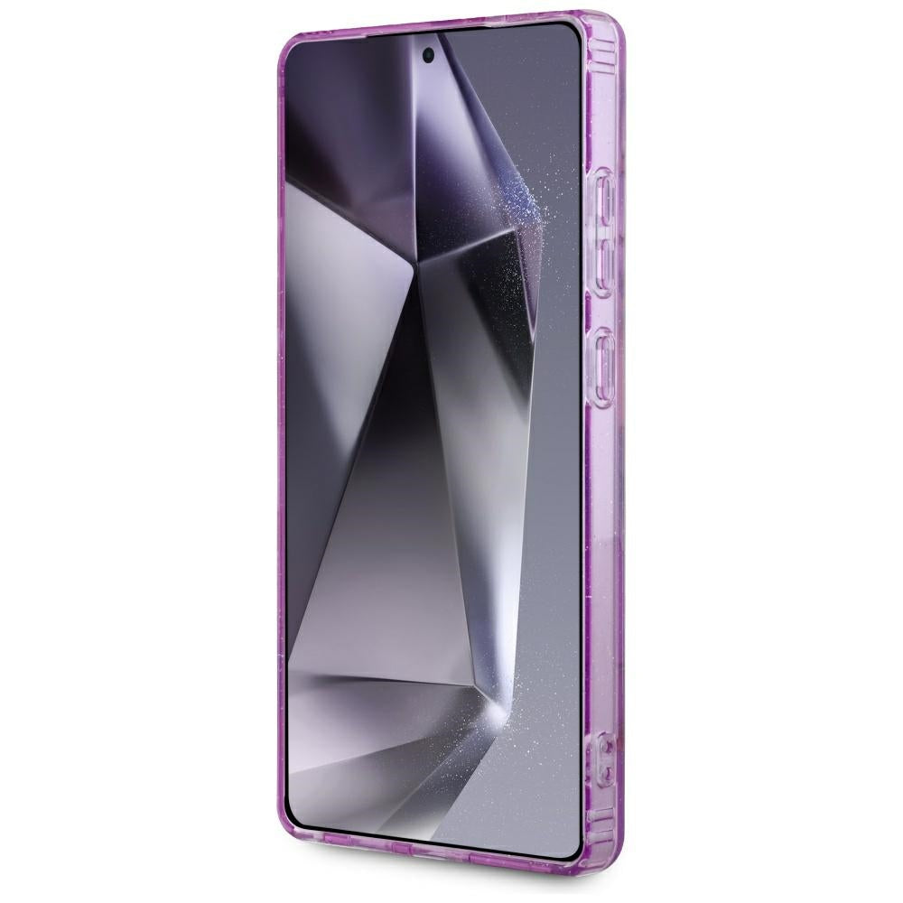 Θήκη MagSafe για Samsung Galaxy S25 Ultra S938, Guess, IML Metal Glitter Flowers Triangle, Μωβ
