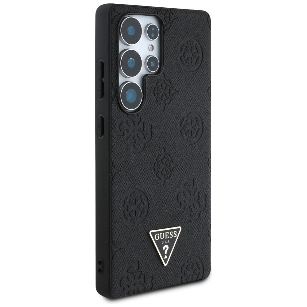 Θήκη MagSafe για Samsung Galaxy S25 Ultra S938, Guess, Peony Grained Hot Stamp Triangle, Μαύρη