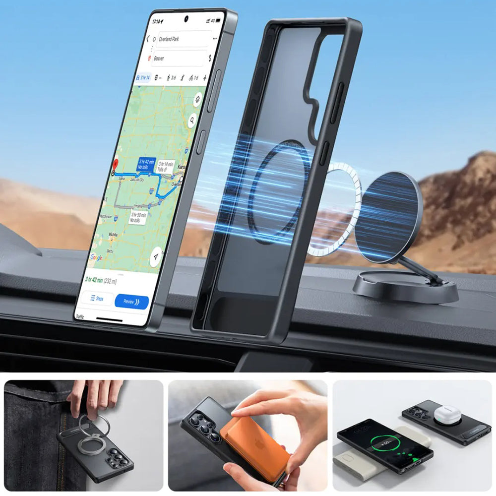 Θήκη MagSafe για Samsung Galaxy S25 Ultra S938, Torras, Pstand, Μαύρο