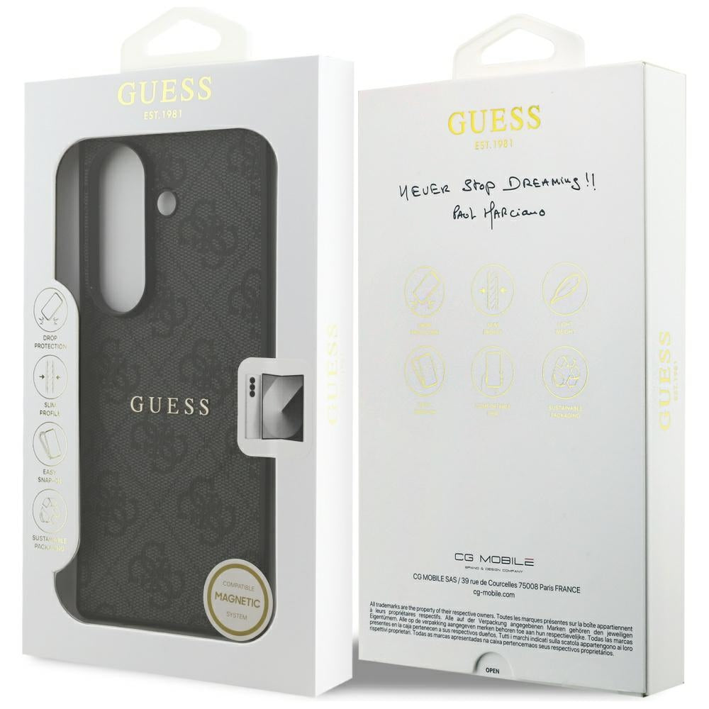 Θήκη MagSafe για Samsung Galaxy S26 FE S741, Guess, 4G Embossed Ring Classic Logo, Μαύρη