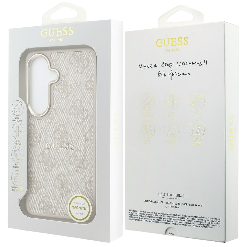 Θήκη MagSafe για Samsung Galaxy S26 S942, Guess, 4G Embossed Ring, Ροζ