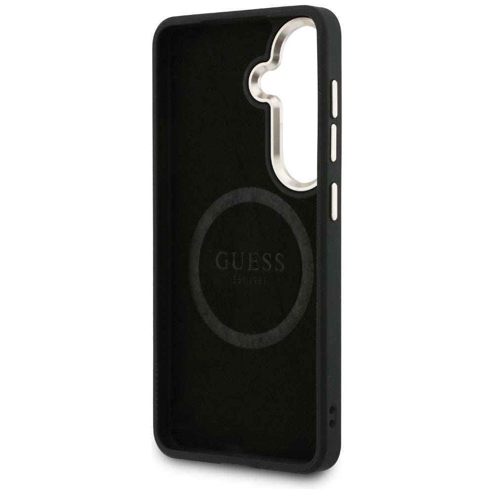 Θήκη MagSafe για Samsung Galaxy S26 S942, Guess, Perforated Logo, Μαύρη