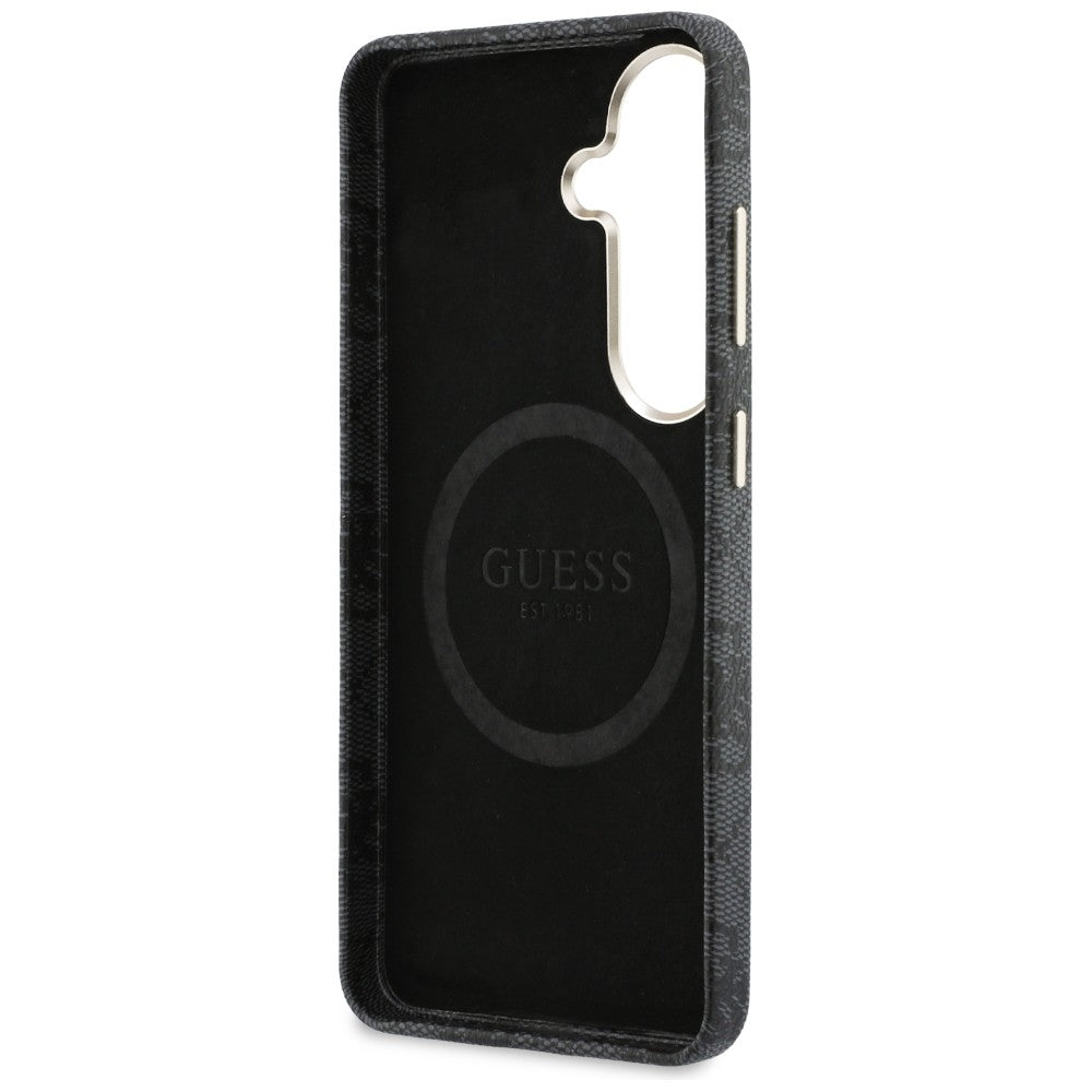 Θήκη MagSafe για Samsung Galaxy S26 S942, Guess, Rhinestone Round Logo, Μαύρη