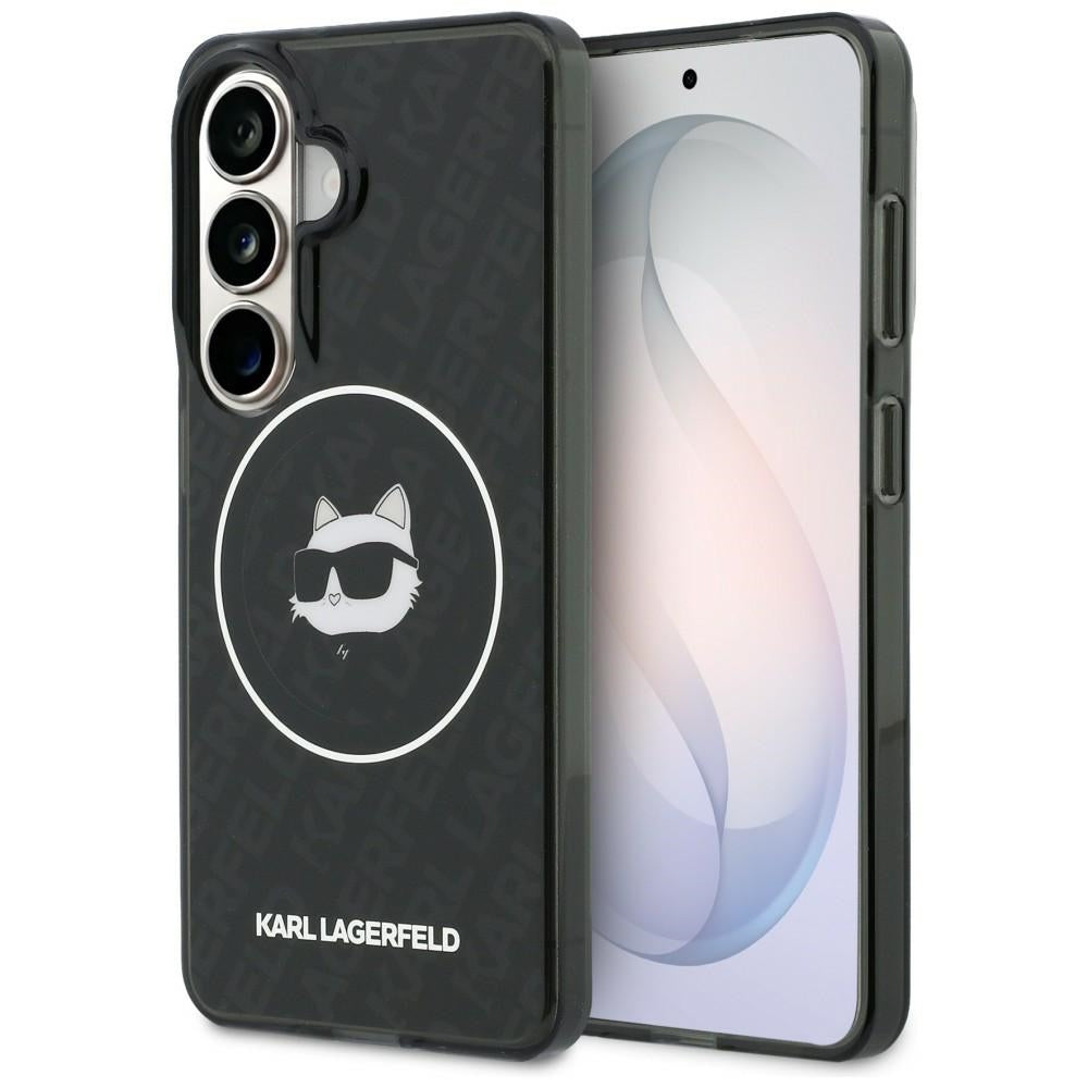Θήκη MagSafe για Samsung Galaxy S26 S942, Karl Lagerfeld, IML Choupette Head on KL Repeated Logo, Μαύρη