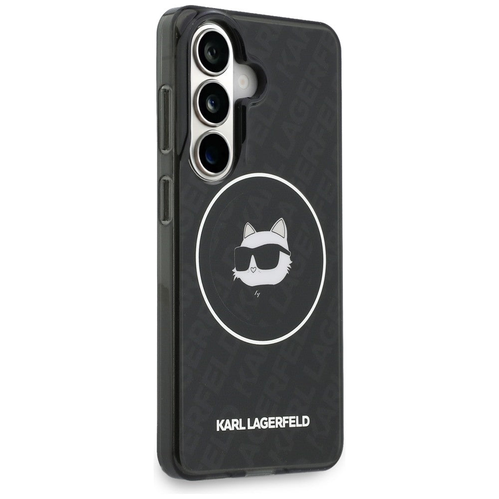 Θήκη MagSafe για Samsung Galaxy S26 S942, Karl Lagerfeld, IML Choupette Head on KL Repeated Logo, Μαύρη