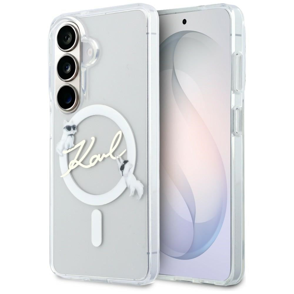 Θήκη MagSafe για Samsung Galaxy S26 S942, Karl Lagerfeld, IML Choupette Karl Script Logo, Λευκό
