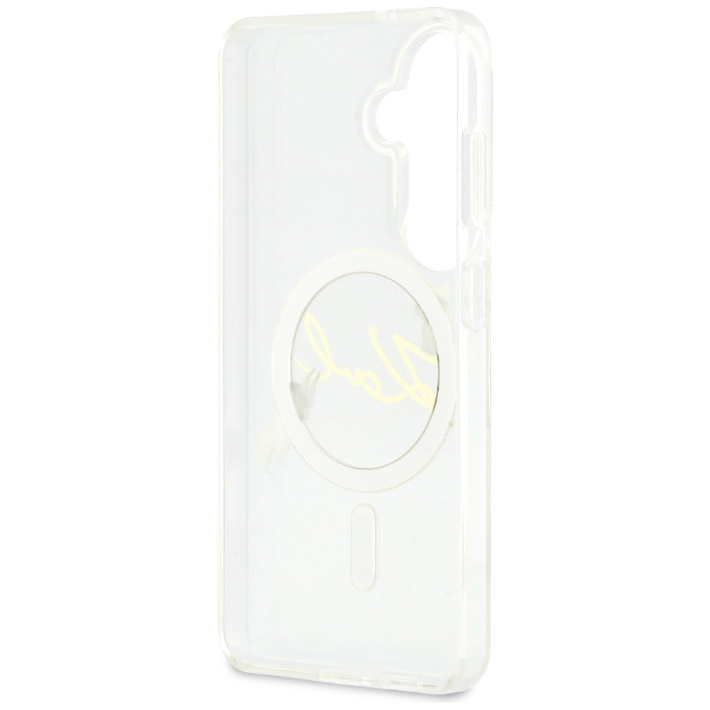 Θήκη MagSafe για Samsung Galaxy S26 S942, Karl Lagerfeld, IML Choupette Karl Script Logo, Λευκό