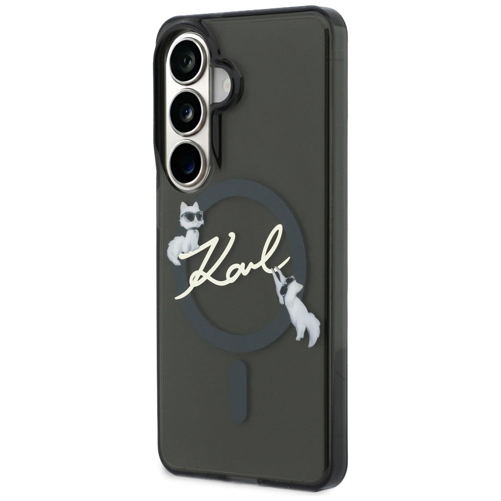 Θήκη MagSafe για Samsung Galaxy S26 S942, Karl Lagerfeld, IML Choupette Karl Script Logo, Μαύρο