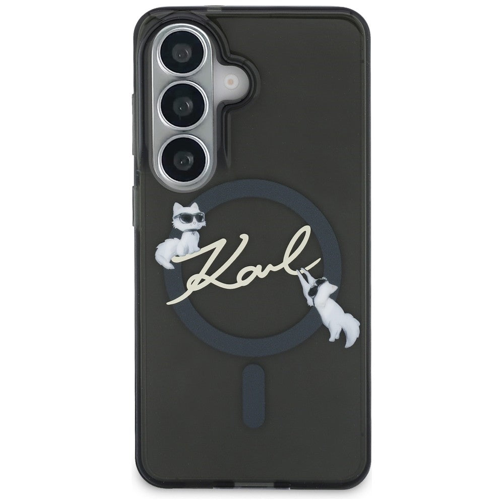 Θήκη MagSafe για Samsung Galaxy S26 S942, Karl Lagerfeld, IML Choupette Karl Script Logo, Μαύρο