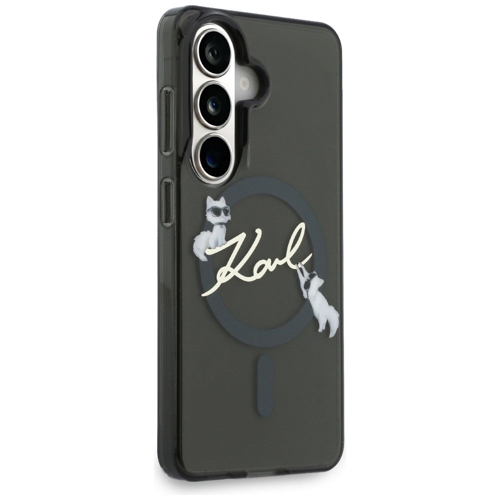 Θήκη MagSafe για Samsung Galaxy S26 S942, Karl Lagerfeld, IML Choupette Karl Script Logo, Μαύρο