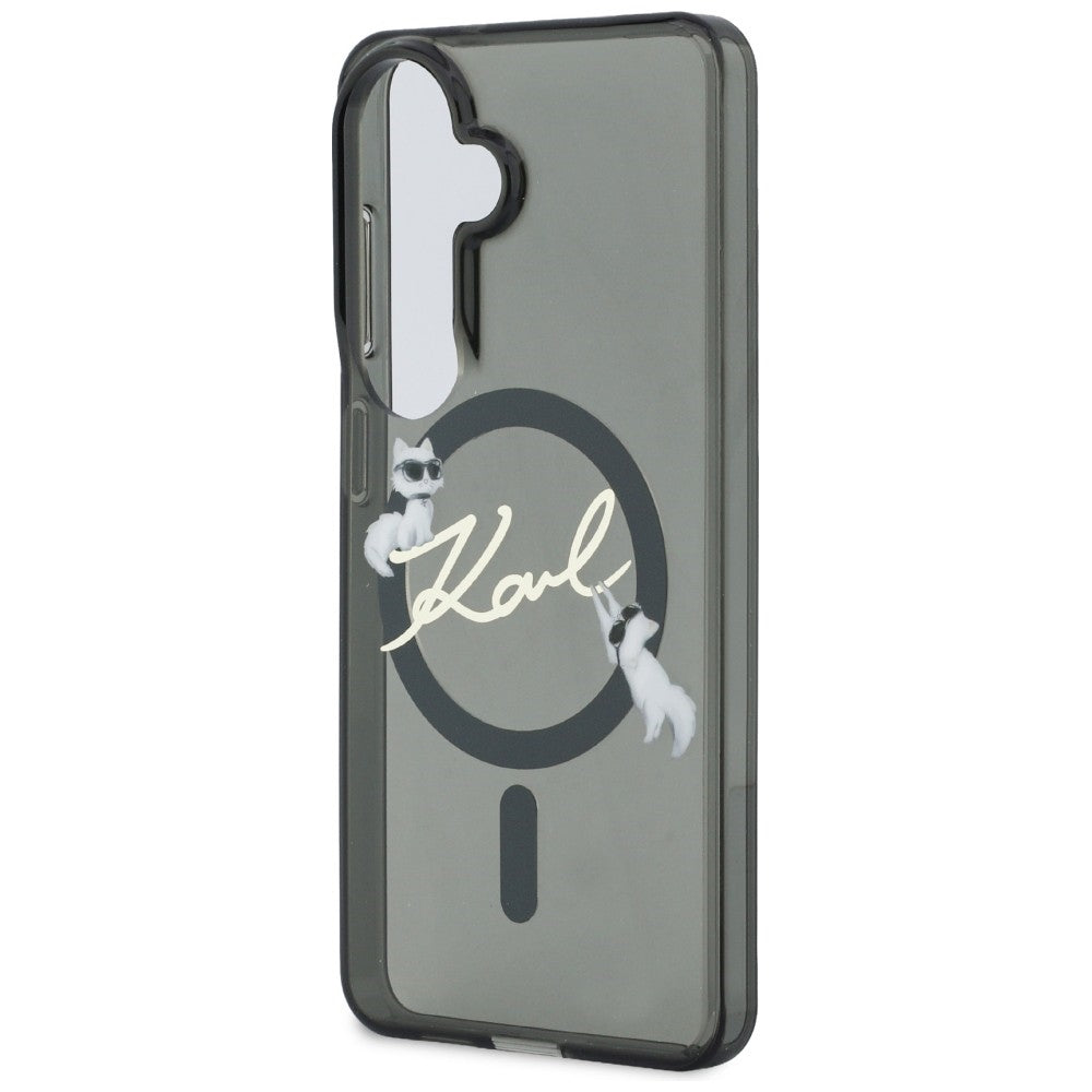 Θήκη MagSafe για Samsung Galaxy S26 S942, Karl Lagerfeld, IML Choupette Karl Script Logo, Μαύρο