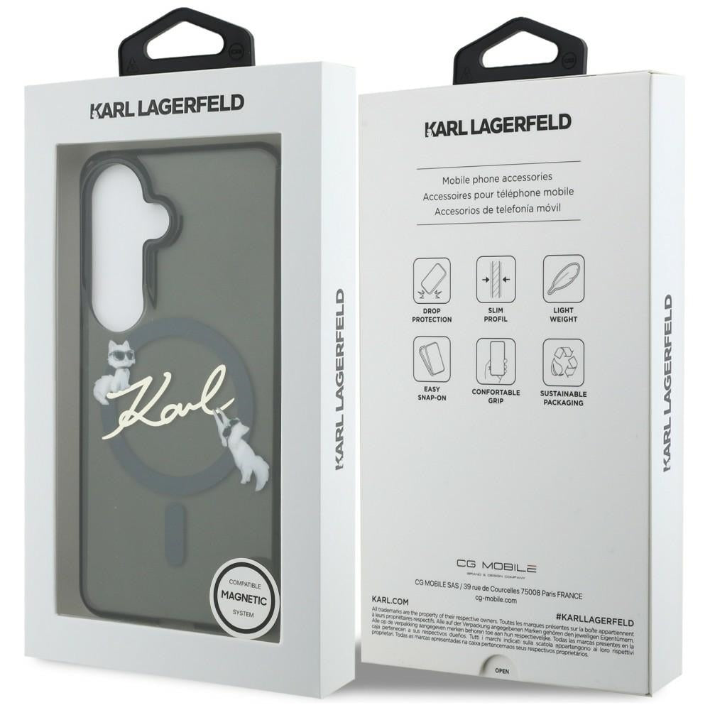 Θήκη MagSafe για Samsung Galaxy S26 S942, Karl Lagerfeld, IML Choupette Karl Script Logo, Μαύρο