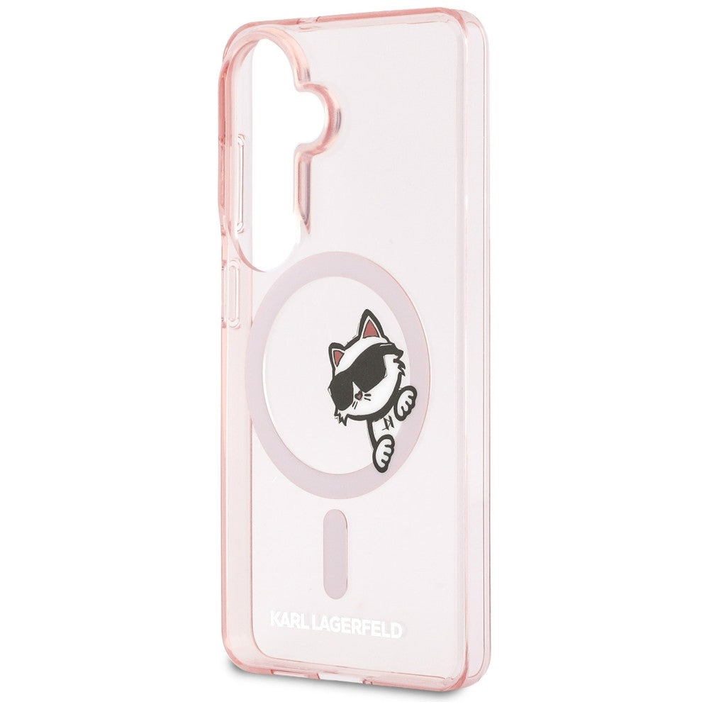 Θήκη MagSafe για Samsung Galaxy S26 S942, Karl Lagerfeld, IML Choupette Peekaboo Logo, Ροζ