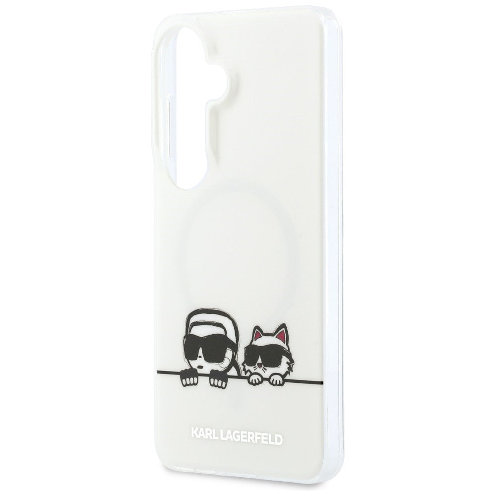 Θήκη MagSafe για Samsung Galaxy S26 S942, Karl Lagerfeld, IML Karl & Choupette Peekaboo Logo, Λευκή