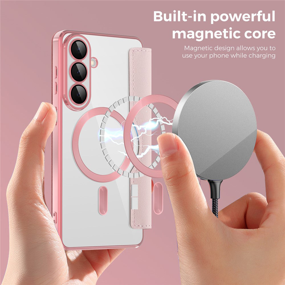 MagSafe Case for Samsung Galaxy S26 S942, Techsuit, SmartMag Book, Pink