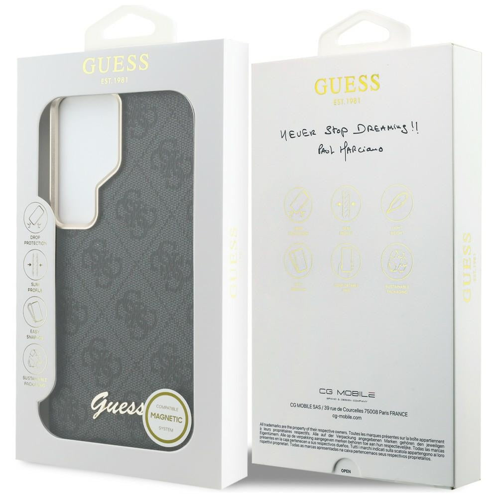 MagSafe Case for Samsung Galaxy S26 Ultra S948, Guess, 4G Script Logo, Black
