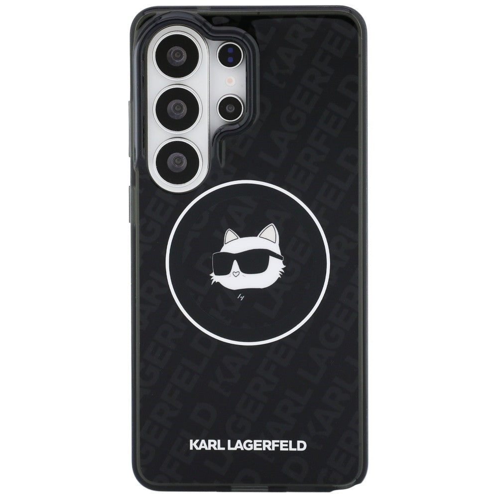 Θήκη MagSafe για Samsung Galaxy S26 Ultra S948, Karl Lagerfeld, IML Choupette Head on KL Repeated Logo, Μαύρη