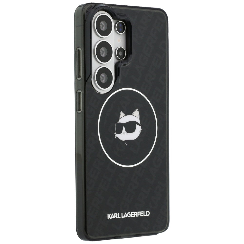 Θήκη MagSafe για Samsung Galaxy S26 Ultra S948, Karl Lagerfeld, IML Choupette Head on KL Repeated Logo, Μαύρη
