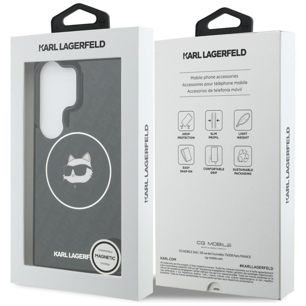 Θήκη MagSafe για Samsung Galaxy S26 Ultra S948, Karl Lagerfeld, IML Choupette Head on KL Repeated Logo, Μαύρη