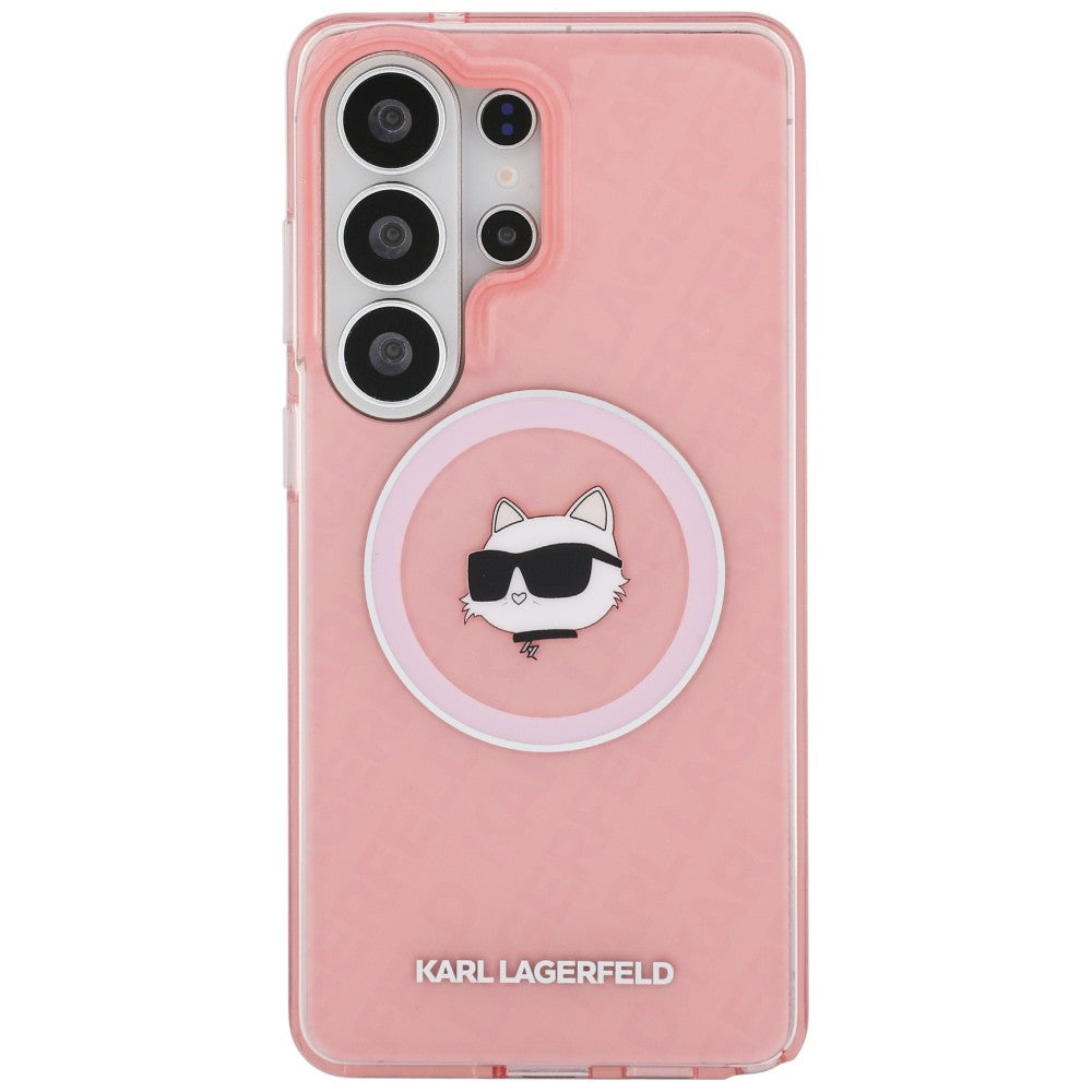 Θήκη MagSafe για Samsung Galaxy S26 Ultra S948, Karl Lagerfeld, IML Choupette Head on KL Repeated Logo, Ροζ