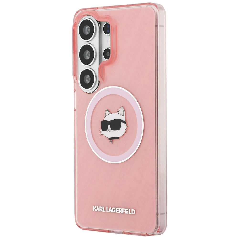 Θήκη MagSafe για Samsung Galaxy S26 Ultra S948, Karl Lagerfeld, IML Choupette Head on KL Repeated Logo, Ροζ