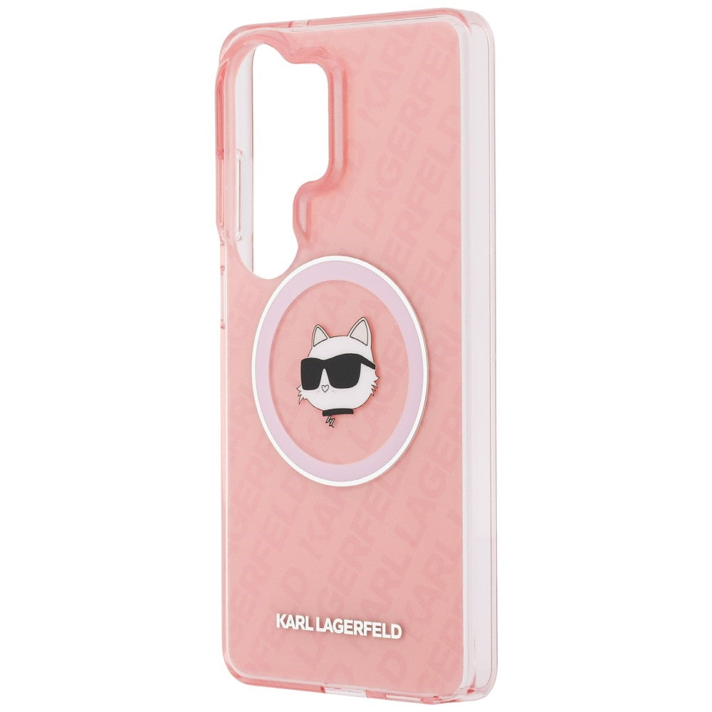 Θήκη MagSafe για Samsung Galaxy S26 Ultra S948, Karl Lagerfeld, IML Choupette Head on KL Repeated Logo, Ροζ