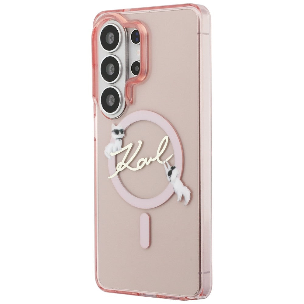 Θήκη MagSafe για Samsung Galaxy S26 Ultra S948, Karl Lagerfeld, IML Choupette Karl Script Logo, Ροζ