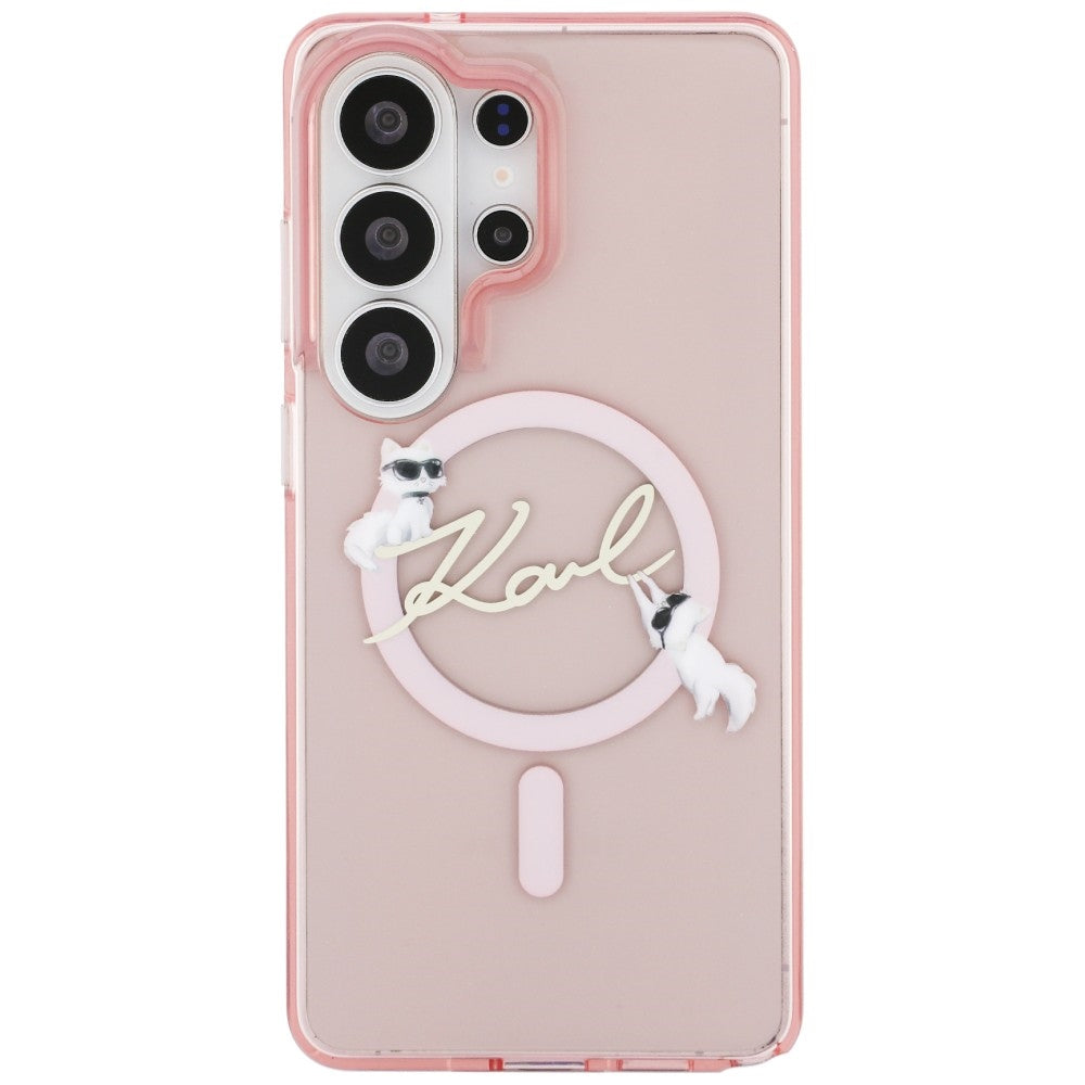 Θήκη MagSafe για Samsung Galaxy S26 Ultra S948, Karl Lagerfeld, IML Choupette Karl Script Logo, Ροζ