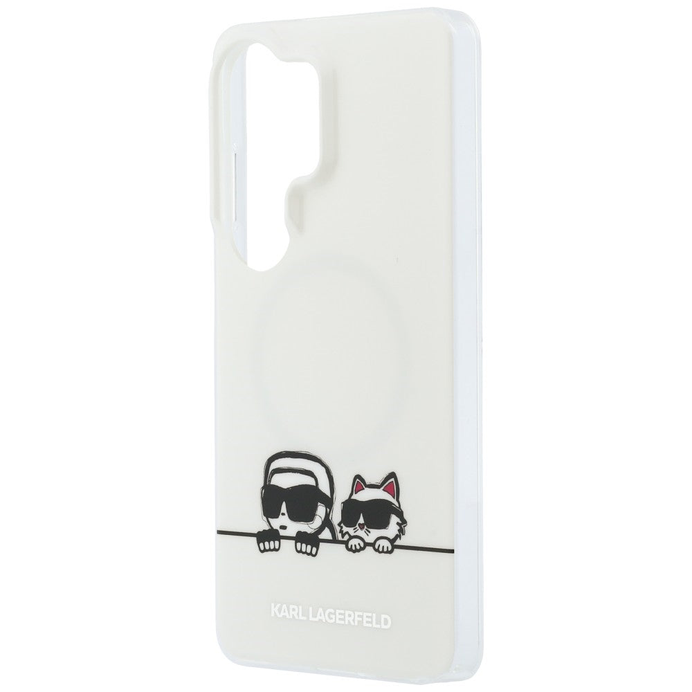 Θήκη MagSafe για Samsung Galaxy S26 Ultra S948, Karl Lagerfeld, IML Karl & Choupette Peekaboo Logo, Λευκή