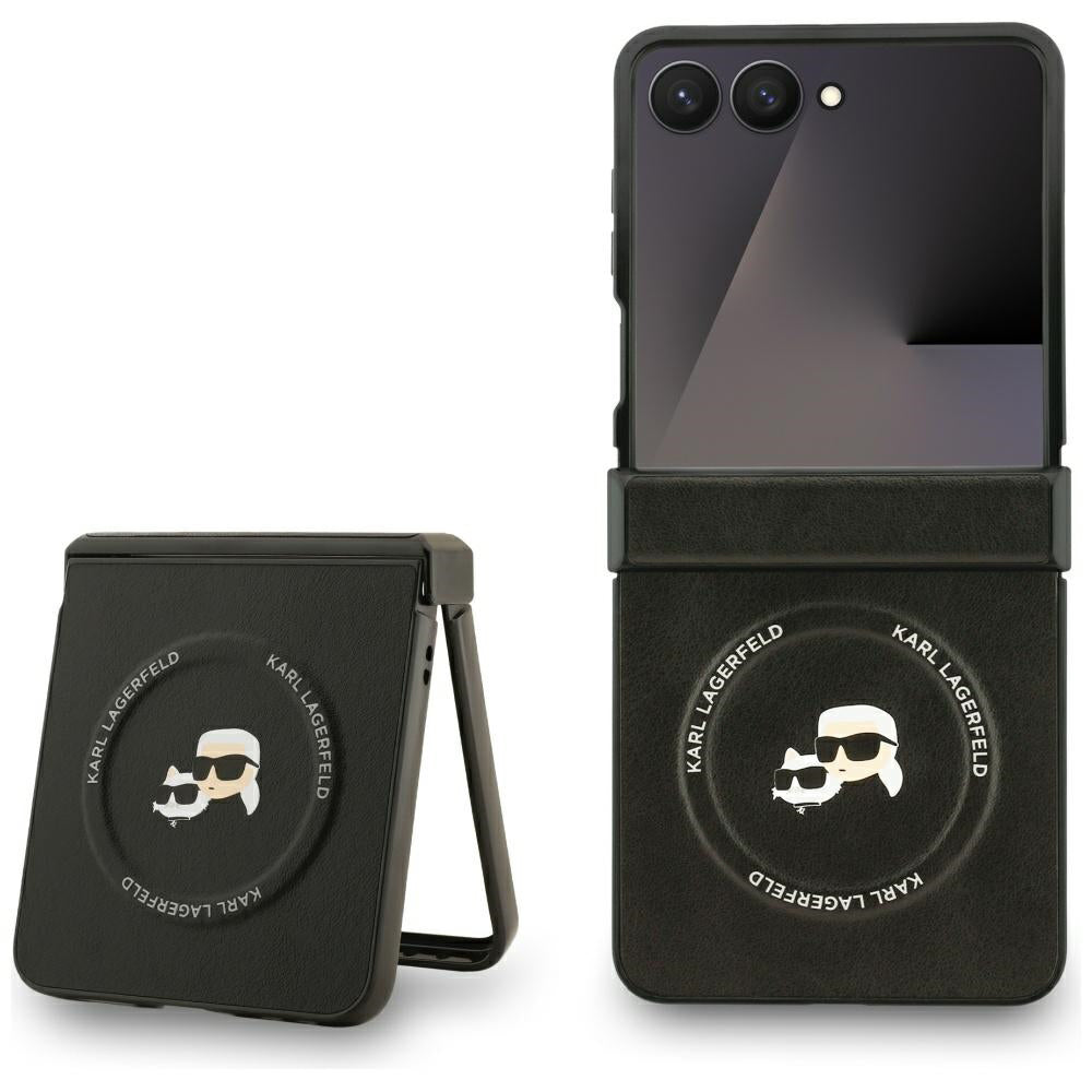 Θήκη MagSafe για Samsung Galaxy Z Flip7 F766, Karl Lagerfeld, Karl & Choupette Pins, Μαύρη