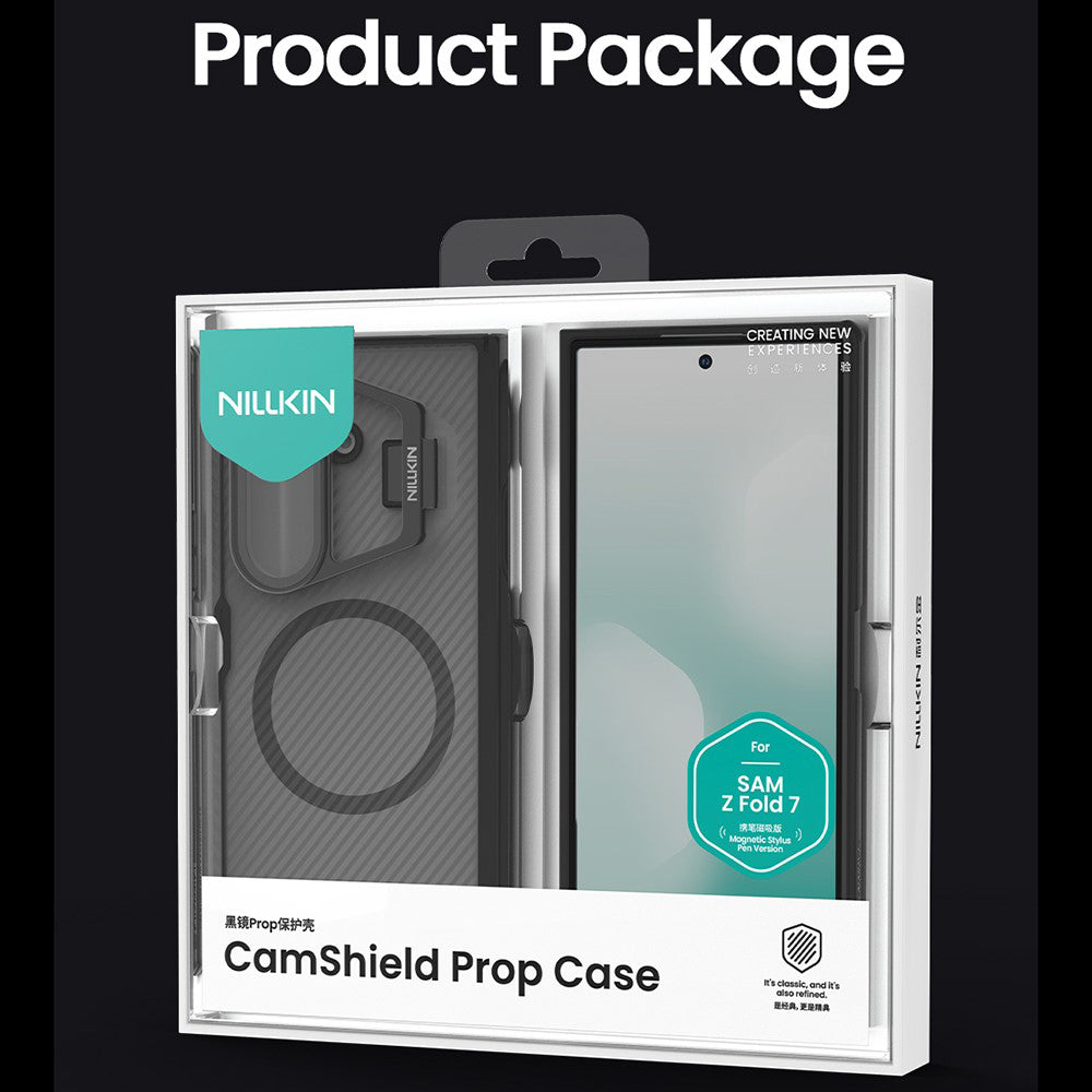 Θήκη MagSafe για Samsung Galaxy Z Fold7 F966, Nillkin, CamShield Prop με Διαφανές Κάλυμμα Φακού και Θήκη για S-Pen, Μαύρη Διαφανής
