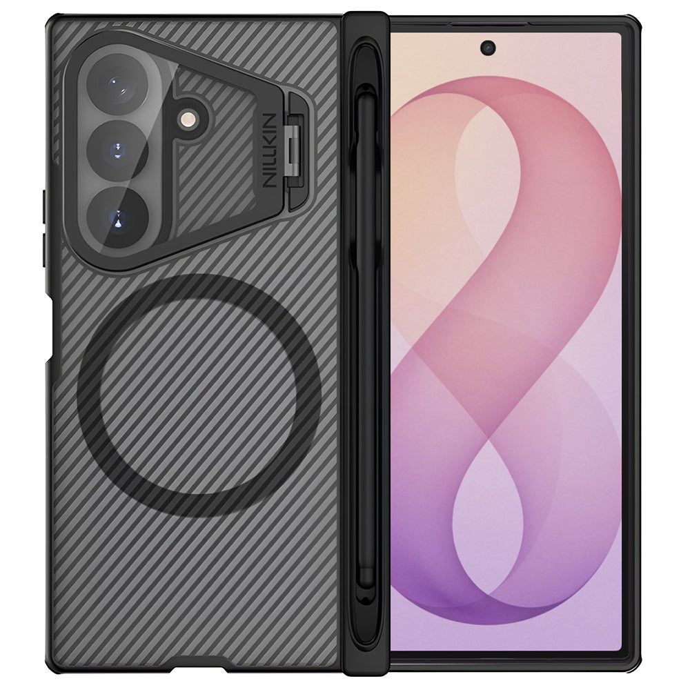 Θήκη MagSafe για Samsung Galaxy Z Fold8 Ultra F976, Nillkin, CamShield Pro με Διαφανές Κάλυμμα Φακού και Θήκη για S-Pen, Μαύρη Διαφανής