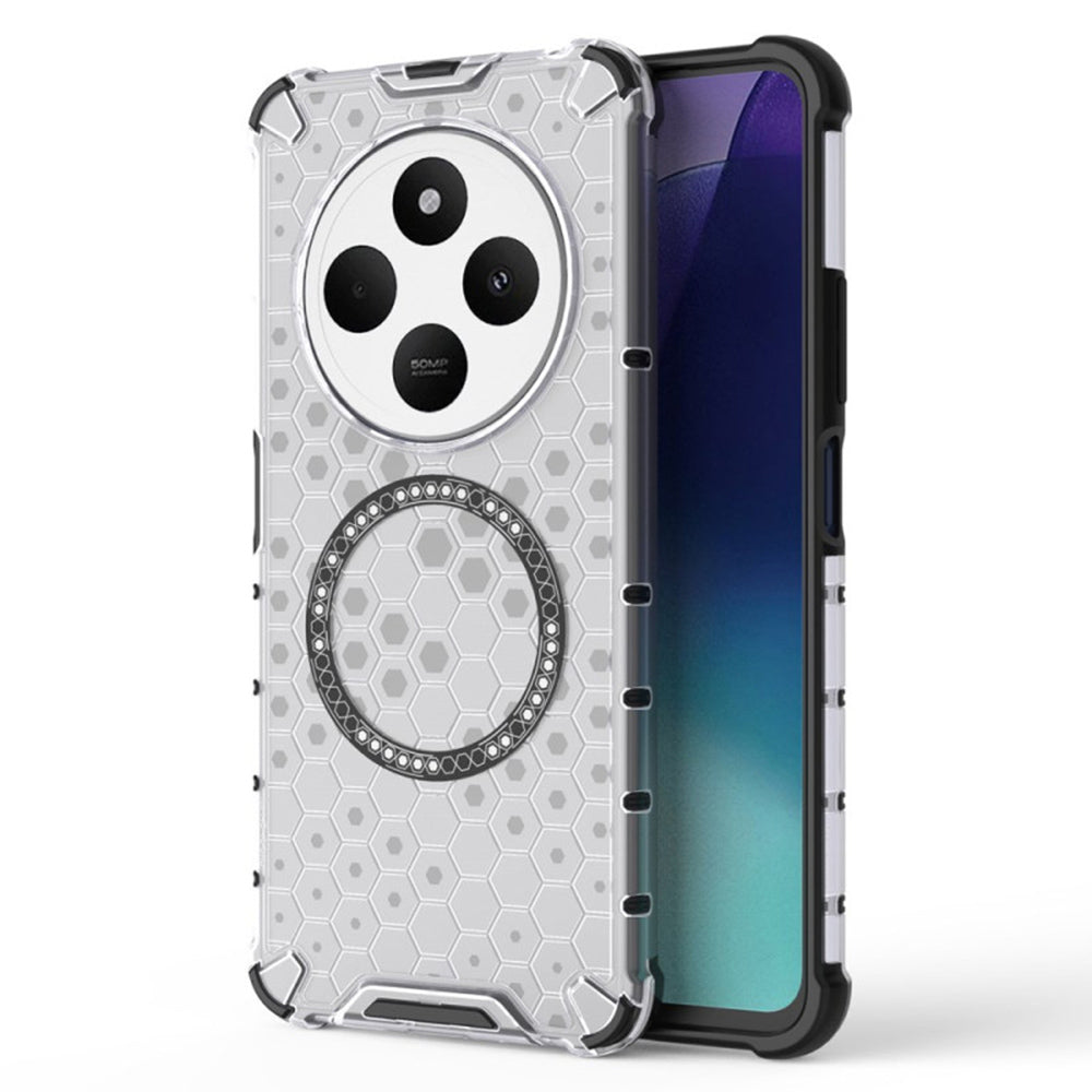 Θήκη MagSafe για Xiaomi Poco C75 / Redmi 14C, Techsuit, HoneyComb Shield, Λευκό