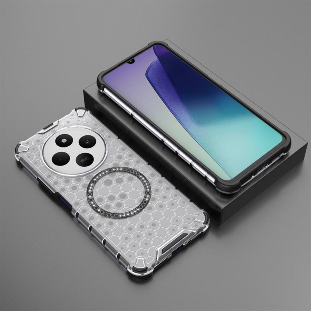Θήκη MagSafe για Xiaomi Poco C75 / Redmi 14C, Techsuit, HoneyComb Shield, Λευκό