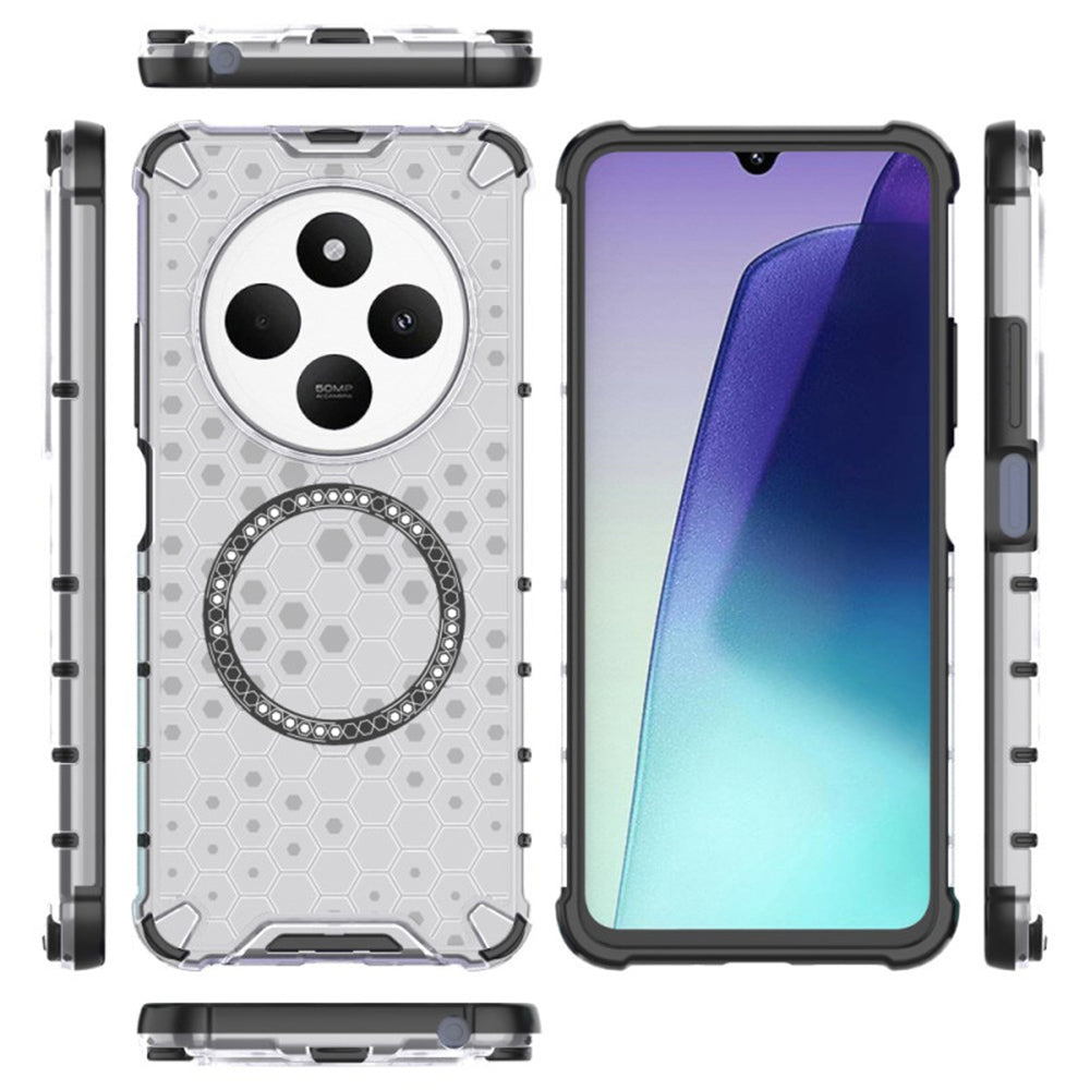 Θήκη MagSafe για Xiaomi Poco C75 / Redmi 14C, Techsuit, HoneyComb Shield, Λευκό