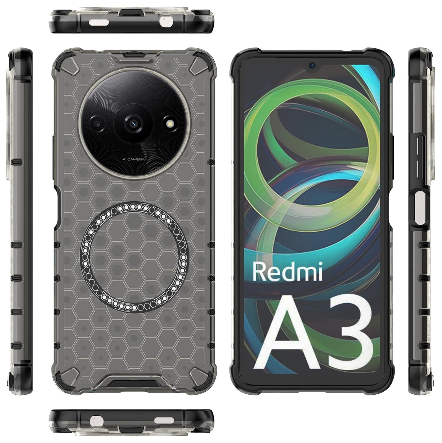 Θήκη MagSafe για Xiaomi Redmi A3x / A3, Techsuit, HoneyComb Shield, Μαύρο