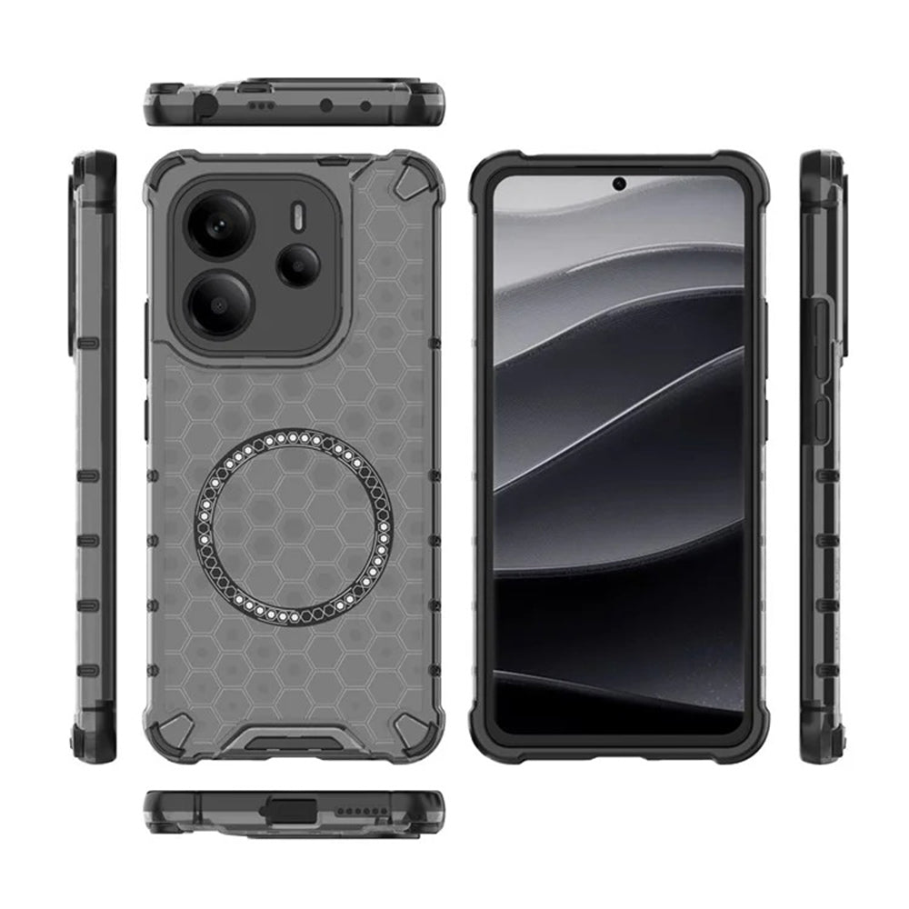 Θήκη MagSafe για Xiaomi Redmi Note 14 4G (Περιφερειακή), Techsuit, HoneyComb Shield, Μαύρη