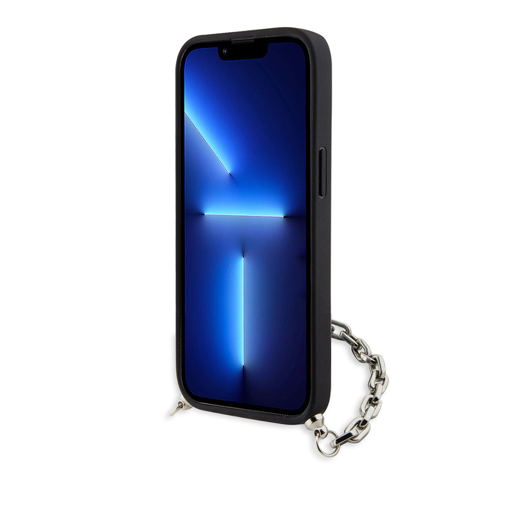 Case for Apple iPhone 14, Karl Lagerfeld, Saffiano Monogram Chain, Black