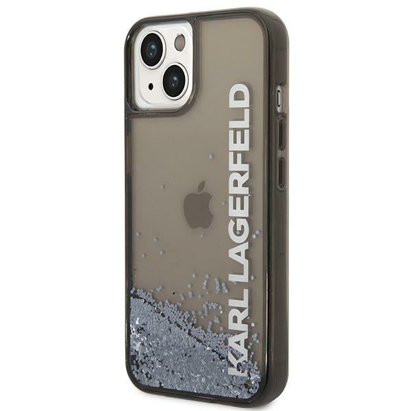 Θήκη για Apple iPhone 14 Plus, Karl Lagerfeld, Liquid Glitter KL Logo, Μαύρη
