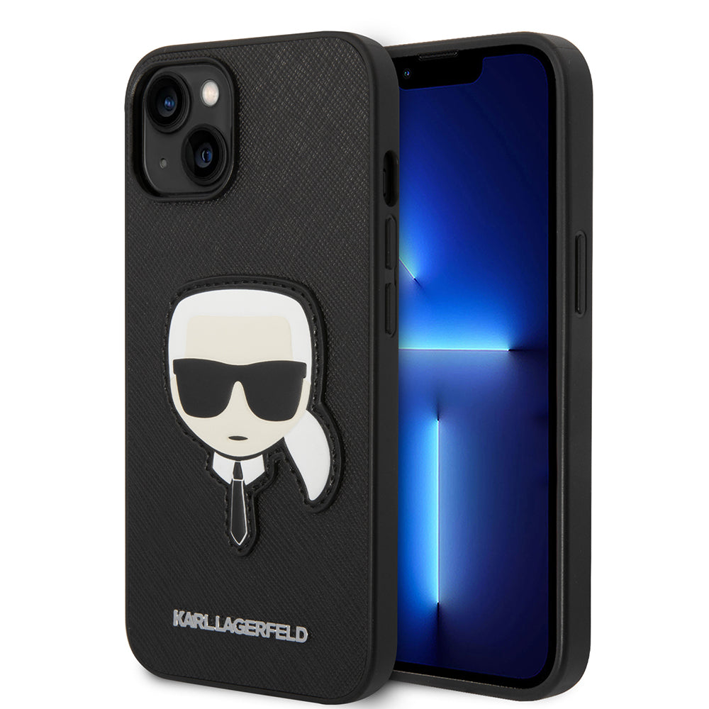 Θήκη για Apple iPhone 14 Plus, Karl Lagerfeld, Saffiano Karl's Head, Μαύρη