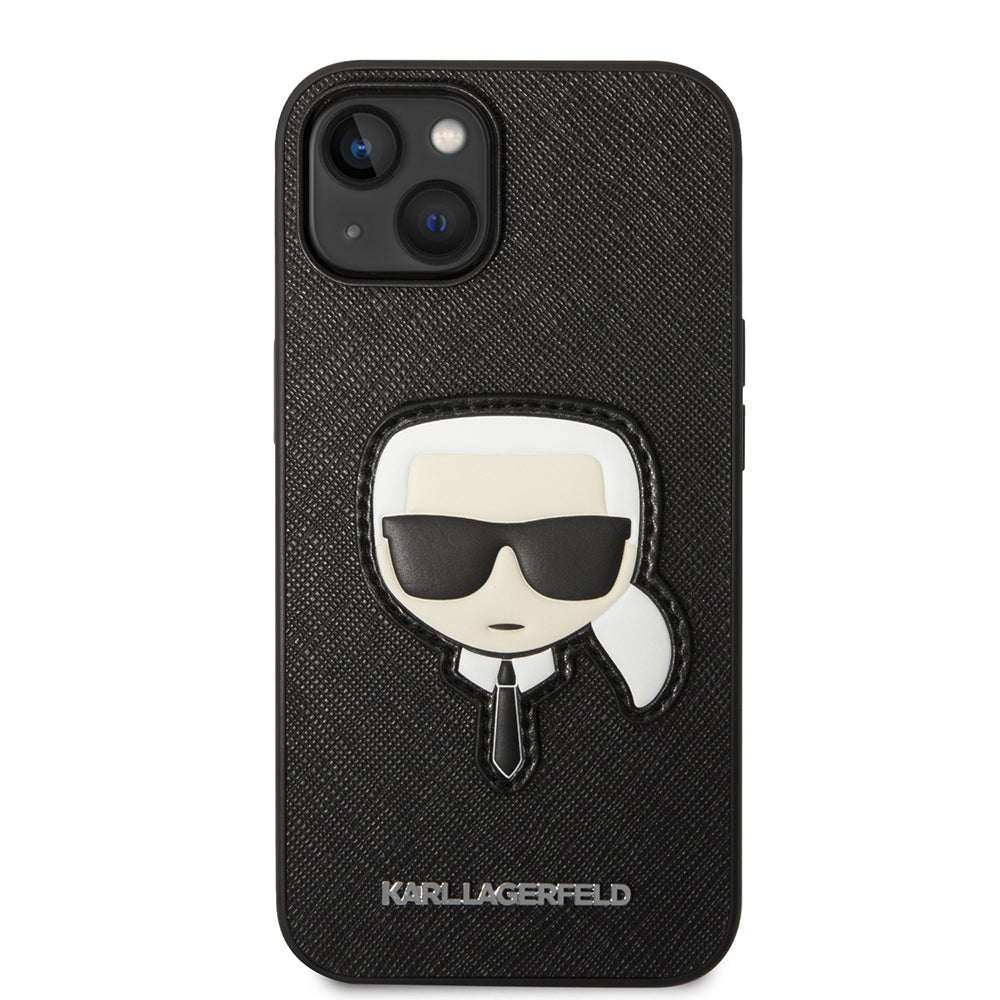 Θήκη για Apple iPhone 14 Plus, Karl Lagerfeld, Saffiano Karl's Head, Μαύρη