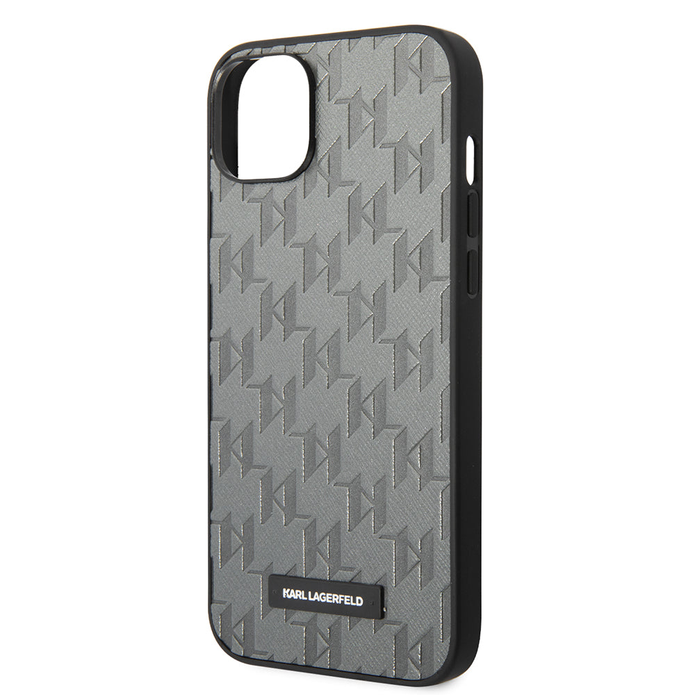 Θήκη για Apple iPhone 14 Plus, Karl Lagerfeld, Saffiano Monogram Metal Logo, Γκρι